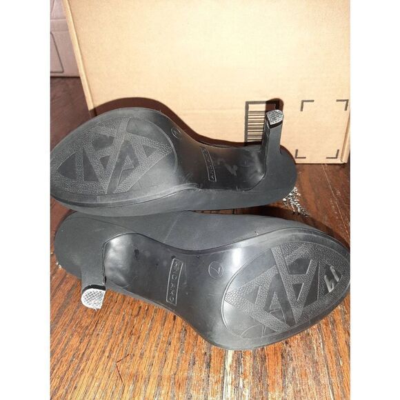 Sz 7 Andiamo Black Rhinestone Bling Stiletto Pump High Heels Prom Wedding Shoes - Picture 6 of 6